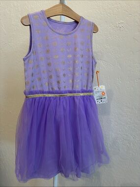 Egg Lavender Tulle Princess Dress with Gold Details